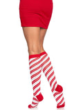 Krystal Candy Cane Knee Socks: Red/White / One Size