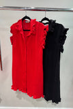 Avery Game Day Ruffle Button Down Dress Black