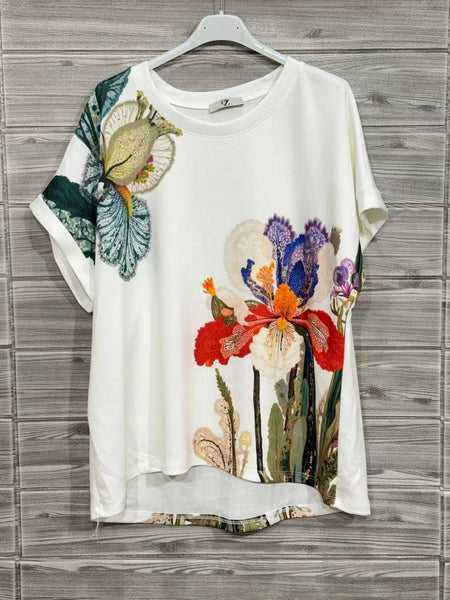 Girl Print Italian Cotton T-Shirt Green