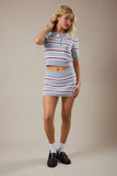 Stacie Striped Sweater Skort- Light Blue/Red