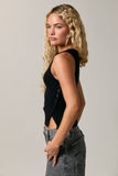 Bennie Button Sleeveless Knit Top