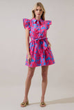 Meira Floral Maia Ruffle Collared Dress