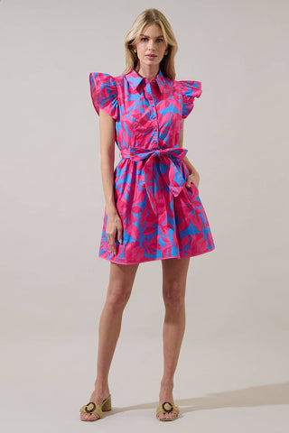 Meira Floral Maia Ruffle Collared Dress
