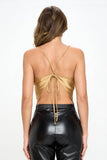 Silky Stretch Satin Solid Backless Tie Top