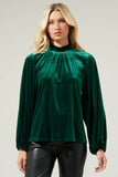 Dilma Velvet Figaro Balloon Sleeve Blouse - Cherry