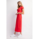 Basic Brittany T-Shirt Midi Dress - Red