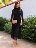 Sienna Mid Length Pleats + Tulle Cape Dress