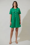 Miliana Button Shift Mini Dress - Kelly Green