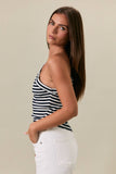One Shoulder Stripe Top- Red