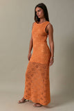Sleeveless Crochet Effect Cover Up Maxi Dress