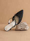 The Katie | Black Lace Pointed Toe Mid Heel Fall Mule