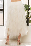 Cascading Tulle Mesh Layered Midi Skirt