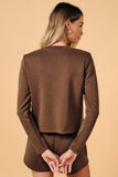 Crew Neck Long Sleeve Crew Top - Brown