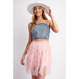 Cascading Tulle Mesh Layered Mini Skirt