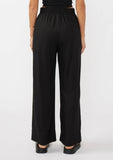Ruffled Waist Washed Linen Cotton Wide-Leg Pant