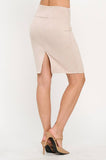 Sammie Suede Solid Pencil Midi Skirt with Back Slit