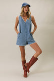Howdy V-Neck Sleeveless Denim Romper
