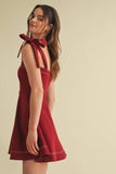 Game Day Strap Tie Flowy Mini Dress