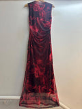 Mesh Fall Floral Printed High Neck Printed Maxi Dress