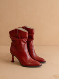 The Jolene | Red Kitten Heeled Western Boot - Red