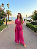 Flutter Sleeve Smocked Waist Italian Jumpsuit