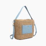 Sunset Straw Bucket Mini Tote Bag: Brown