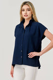 Lila Button Down Short Sleeve Game Day Top