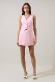 Kassy Checker Chelsea Button Up Vest- Pink