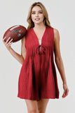Emmy Pleated Tie Front Gameday Overall Romper