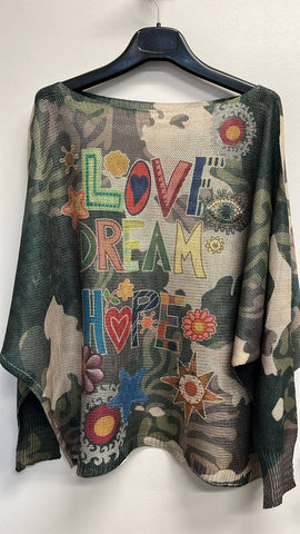 Camo Love Italian Print Sweater