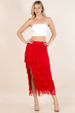 Fringe Skirt-Western Fringed Piñata Midi Skirt