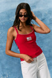 Tank Top with American Flag On Front-Navy