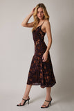 Sleeveless Burnout Floral Midi Flare Dress