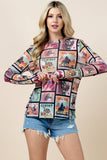 Karen Rodeo Wild  Mesh Print Top
