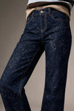 Q2 Wide Leg Jeans with glitter on the front