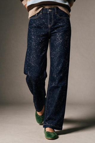 Q2 Wide Leg Jeans with glitter on the front