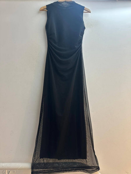 Mesh High Neck Solid Italian Dress