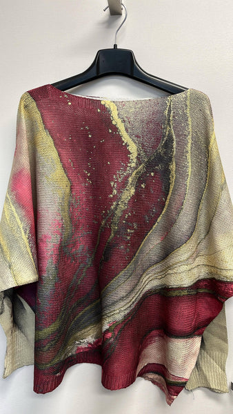 Tie-dye Burgundy Italian Knit Sweater
