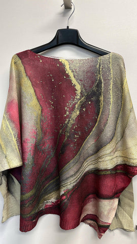 Tie-dye Burgundy Italian Knit Sweater