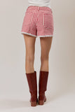 Daisy Lane Gingham Lace Denim Shorts