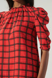 Woodland Red Plaid Drape Sleeve Top