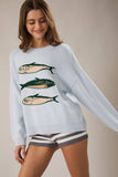 Round Neck Sardines Sweater Top- Melange