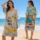 La Dolce Vita Lurex Lemon Print Dress