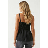 Cord Detail Smocking Top- Capri Blue