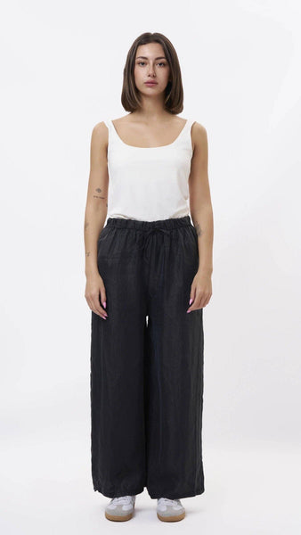 Italian Satin Pants Black