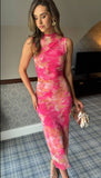 Italian Daydreams Mesh Ruched Long Dress