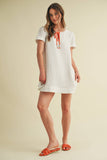 Cotton Gauze Ribbon Tie Mini Dress