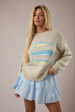 Round Neck Sardines Sweater Top- Melange