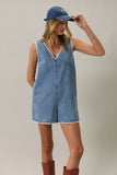 Howdy V-Neck Sleeveless Denim Romper