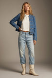 Q2 Denim Military Button Cropped Jacket